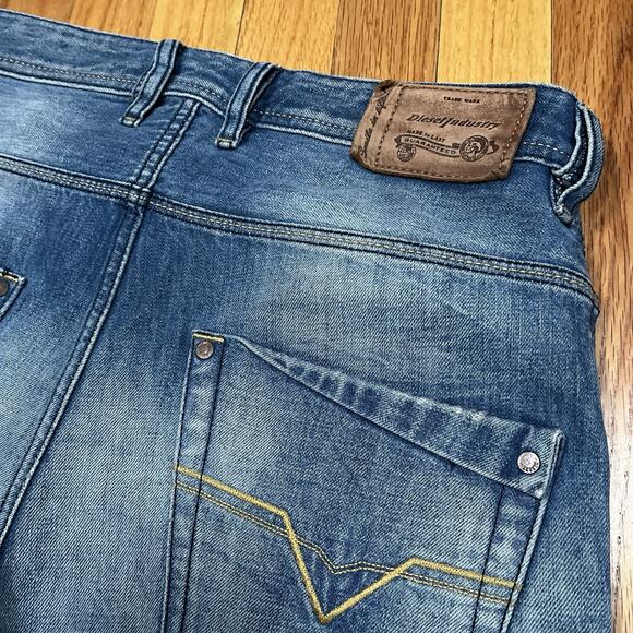 Diesel Jeans Krooley Regular Slim-Carrot Blue Fade Distress 31x30 (28 Tag) 0806P - Picture 3 of 10